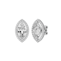 4 ct Marquise halo studs - Basket setting