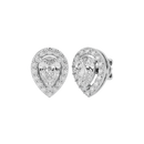 Pear Halo Studs - Basket Setting