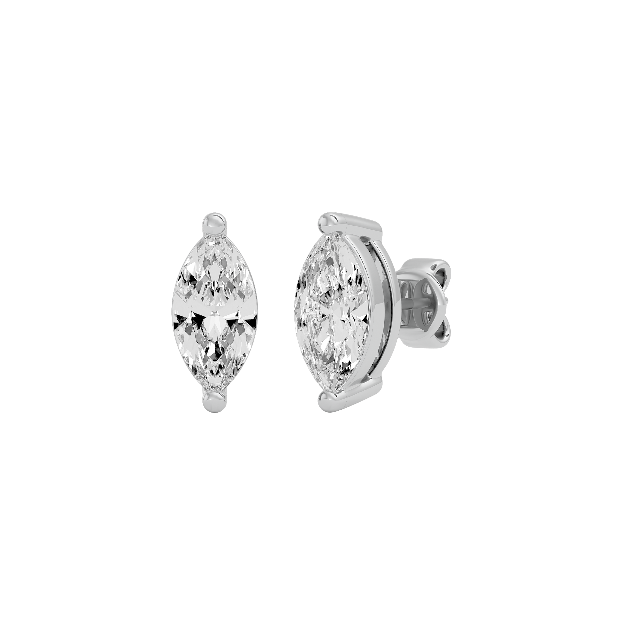 0.5 ct Marquise studs - Basket Setting