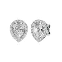 2 ct Pear halo studs - Basket setting