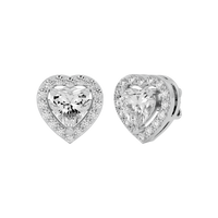 1 ct Heart halo studs - Basket setting