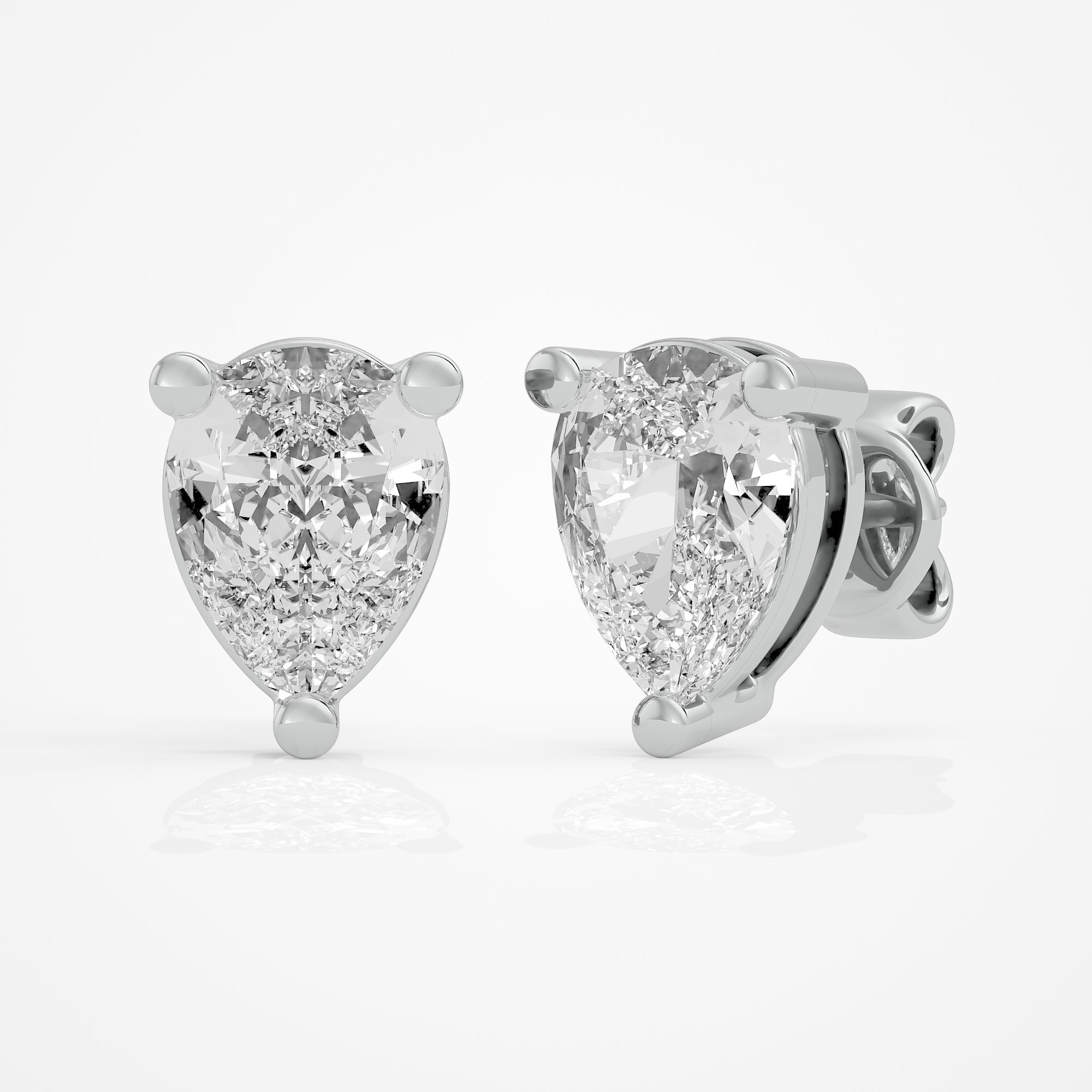 1 ct Pear Studs - Basket setting