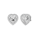 2 ct Heart halo studs - Basket setting