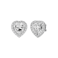 2 ct Heart halo studs - Basket setting