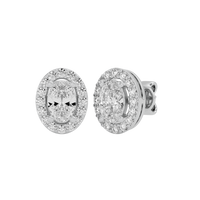 Oval Halo Studs - Basket Setting