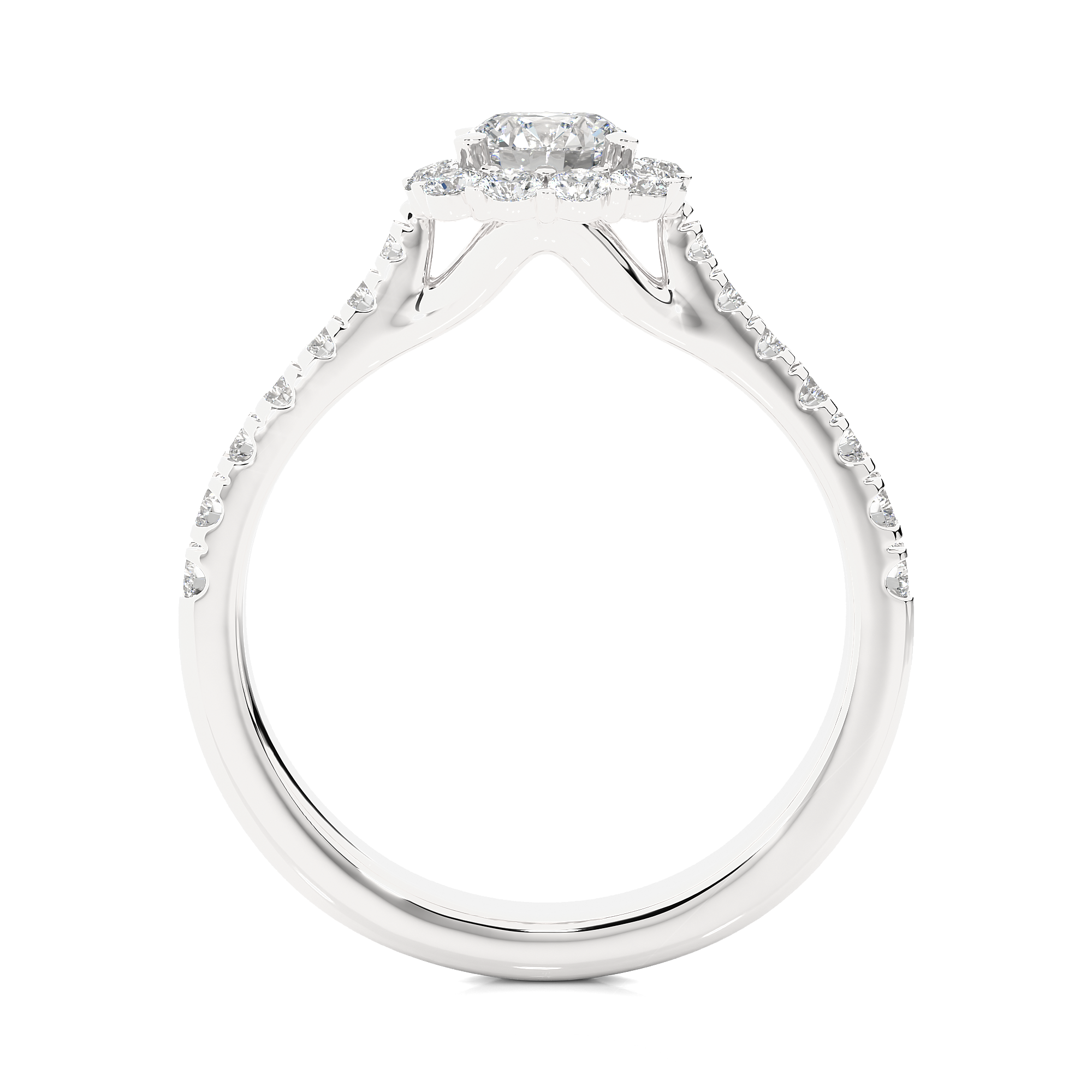 Halo Cascade Ring - 0.6 ct round