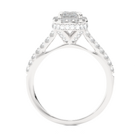 Emerald Halo Ring - 0.8 ct emerald diamond