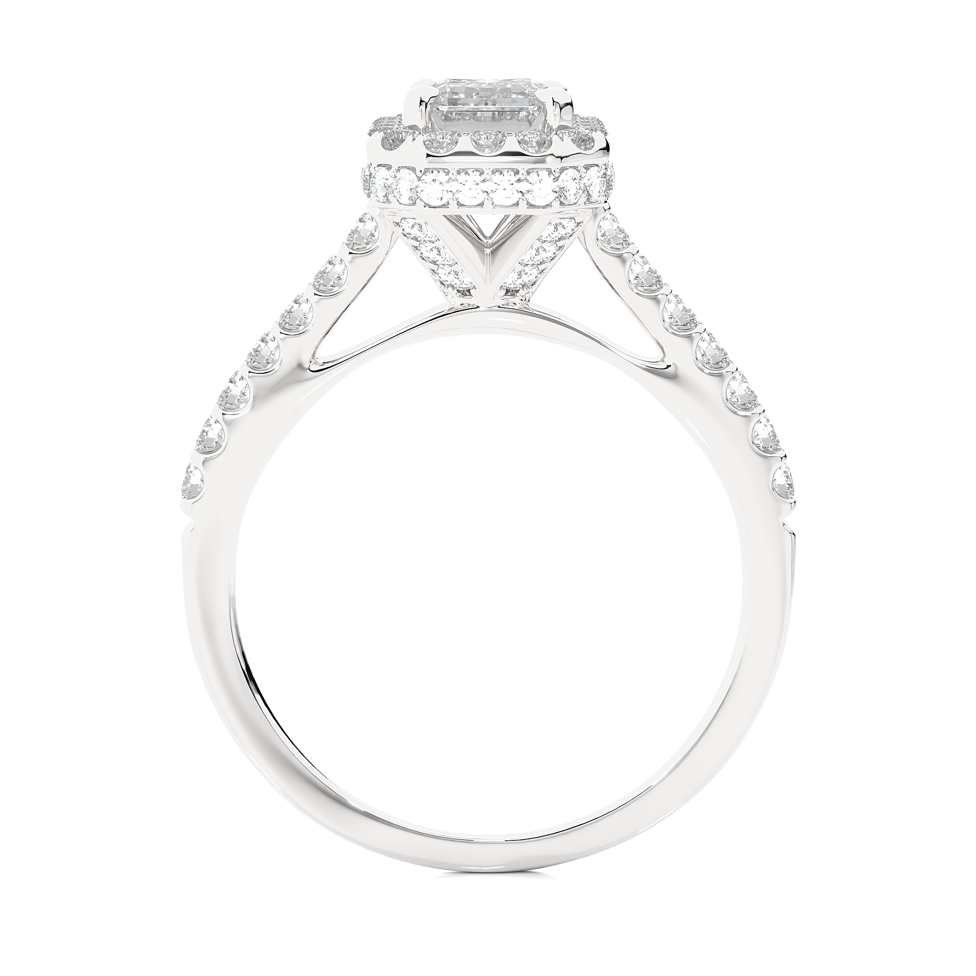 Emerald Halo Ring - 0.8 ct emerald diamond
