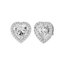 4 ct Heart halo studs - Basket setting