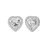 4 ct Heart halo studs - Basket setting