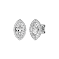 2 ct Marquise halo studs - Basket setting