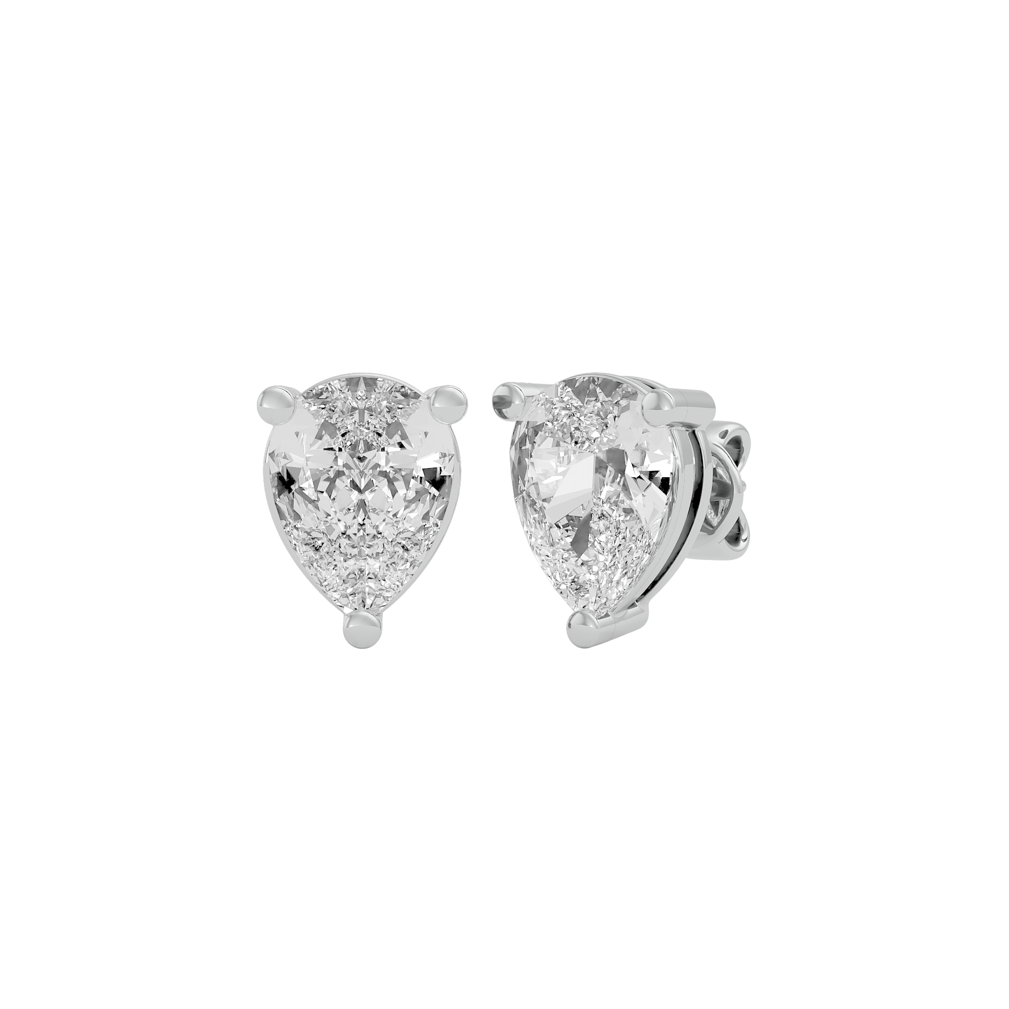4 ct Pear studs - Basket setting