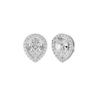 4 ct Pear halo studs - Basket setting