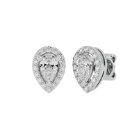 0.5 ct Pear halo studs - Basket Setting