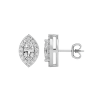 0.5 ct Marquise halo studs - Basket setting