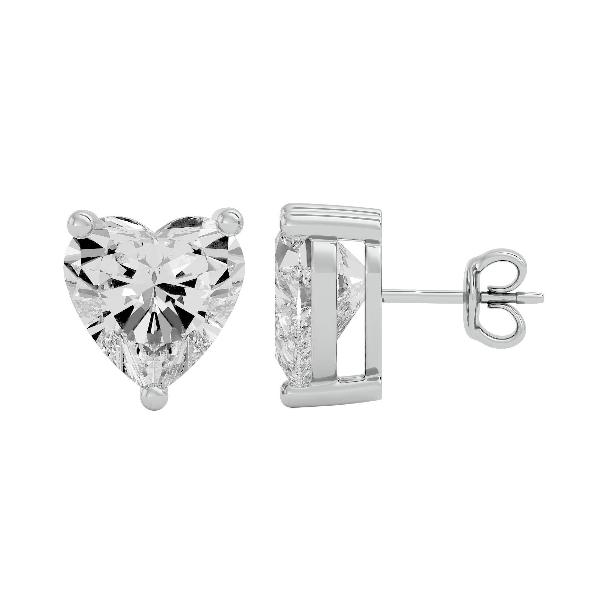 4 ct Heart studs - Basket setting