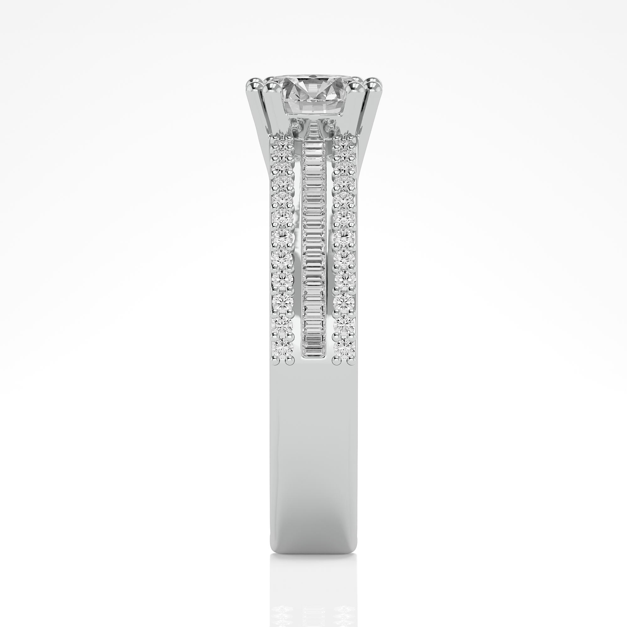 Round with baguettes - 1.5 ct round