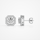 1 ct Round studs with square halo - Basket setting
