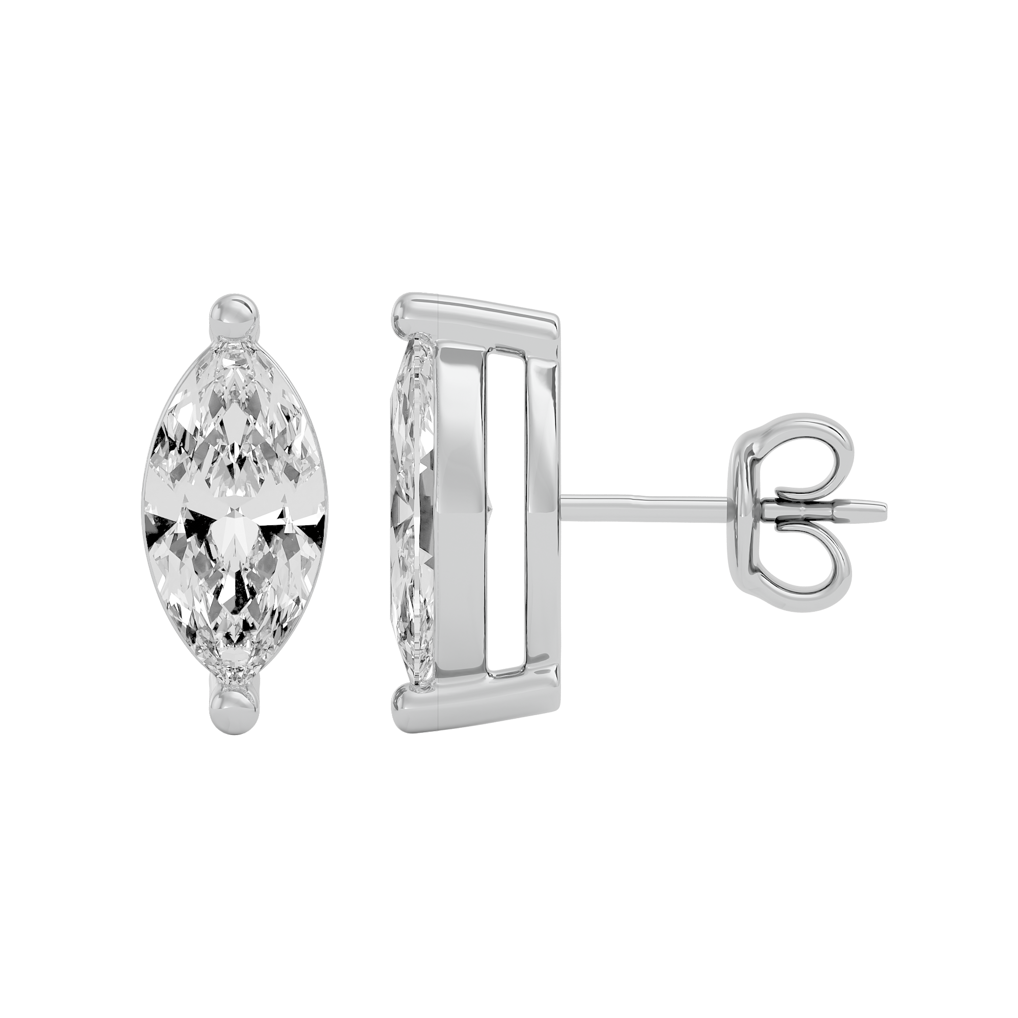 1 ct Marquise studs - Basket setting