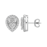 2 ct Pear halo studs - Basket setting
