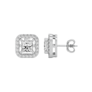 1 ct Princess studs with square halo - Basket setting
