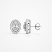 0.6 ct Oval studs with halo - Basket setting
