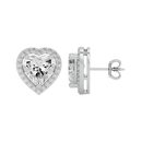 4 ct Heart halo studs - Basket setting