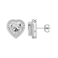 4 ct Heart halo studs - Basket setting
