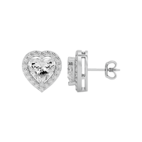2 ct Heart halo studs - Basket setting