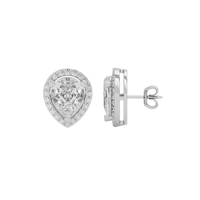 4 ct Pear halo studs - Basket setting