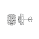 0.6 ct Oval studs with square halo - Basket setting