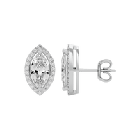 1 ct Marquise halo studs - Basket setting