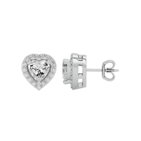 0.5 ct Heart halo studs - Basket Setting