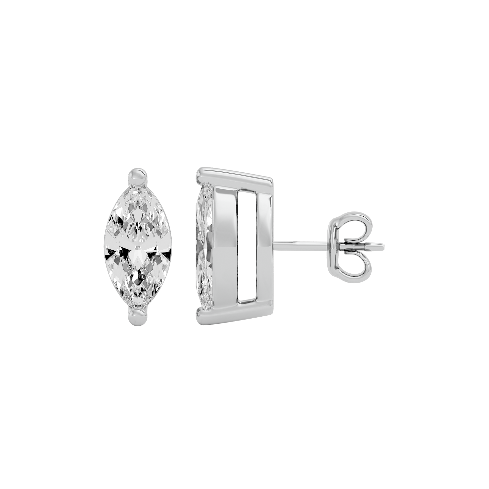 0.5 ct Marquise studs - Basket Setting