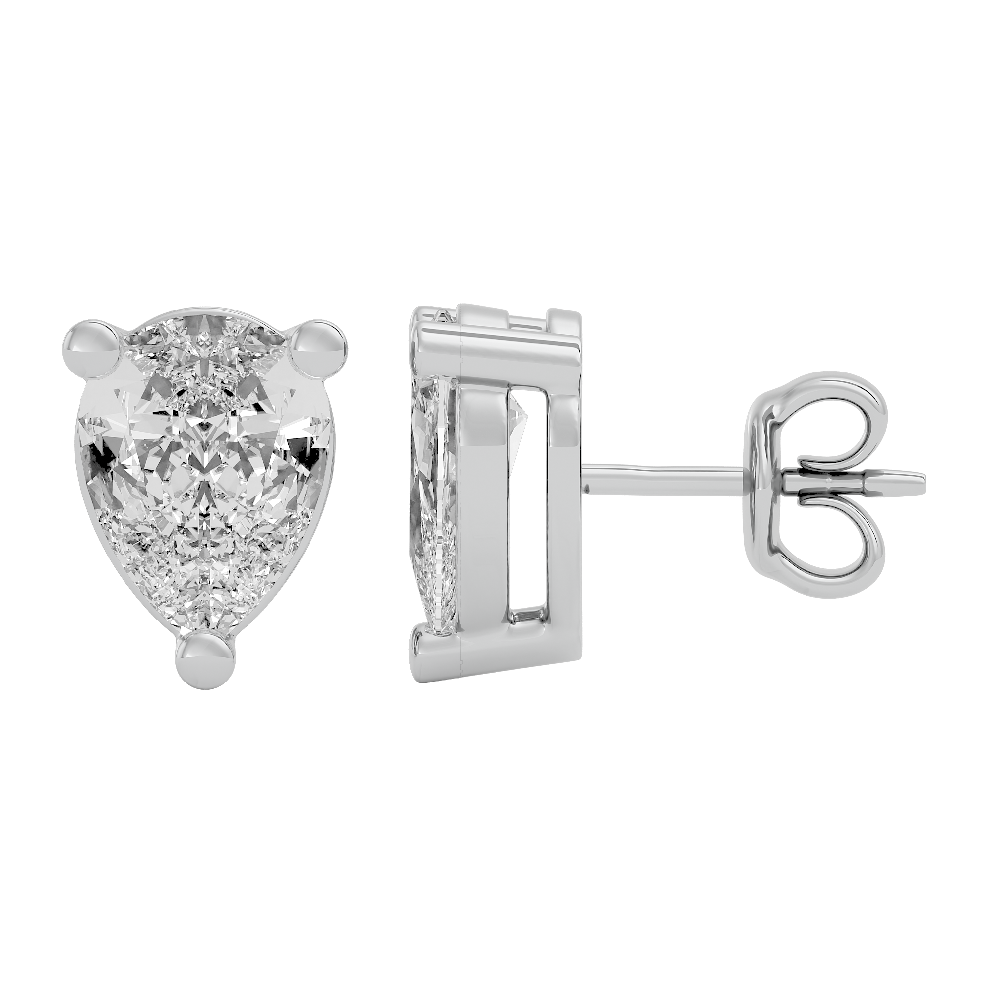 2 ct Pear Studs - Basket setting