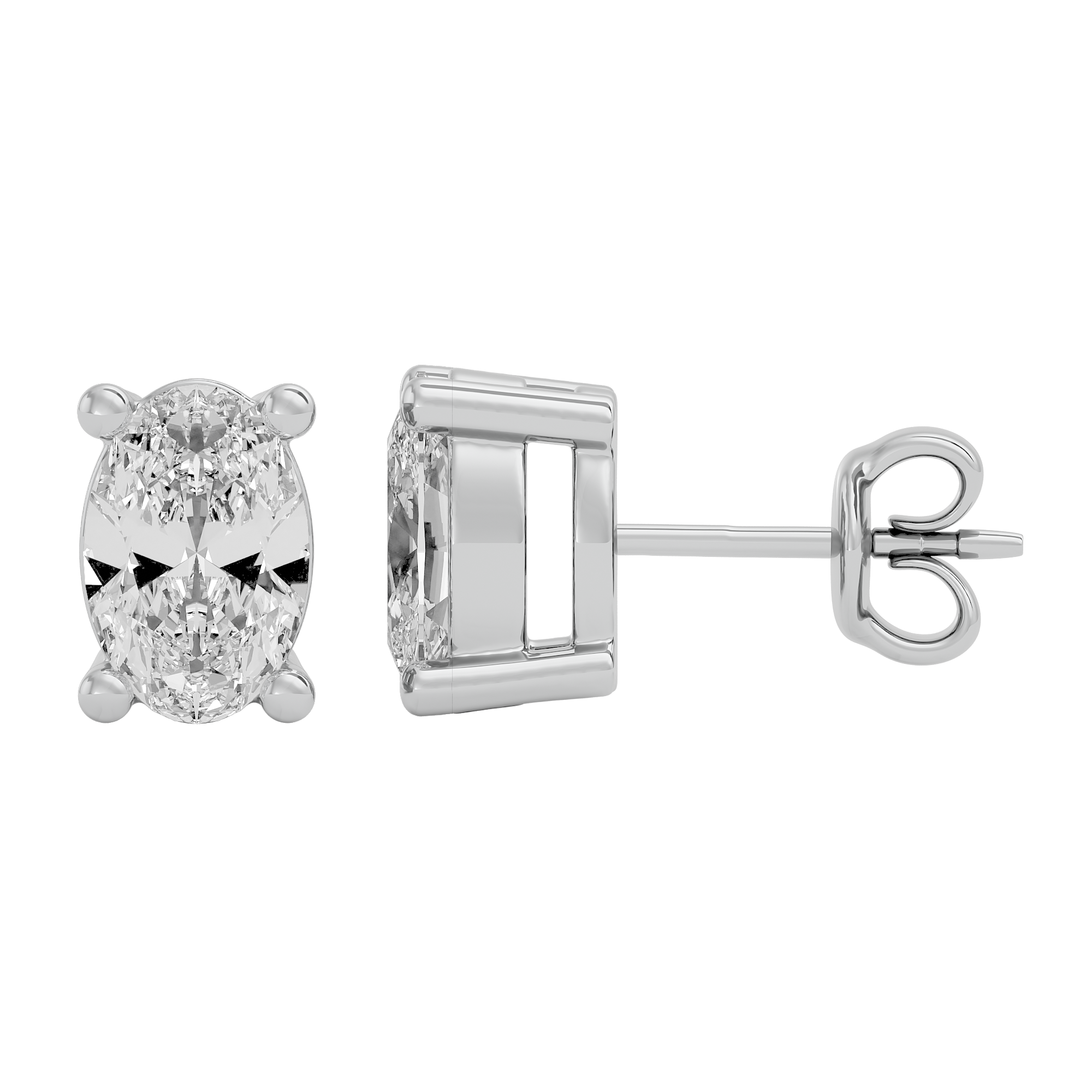 1 ct Oval studs - Basket setting