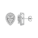 1 ct Pear halo studs - Basket setting