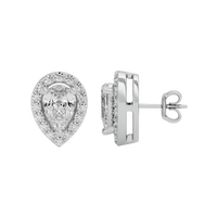 1 ct Pear halo studs - Basket setting