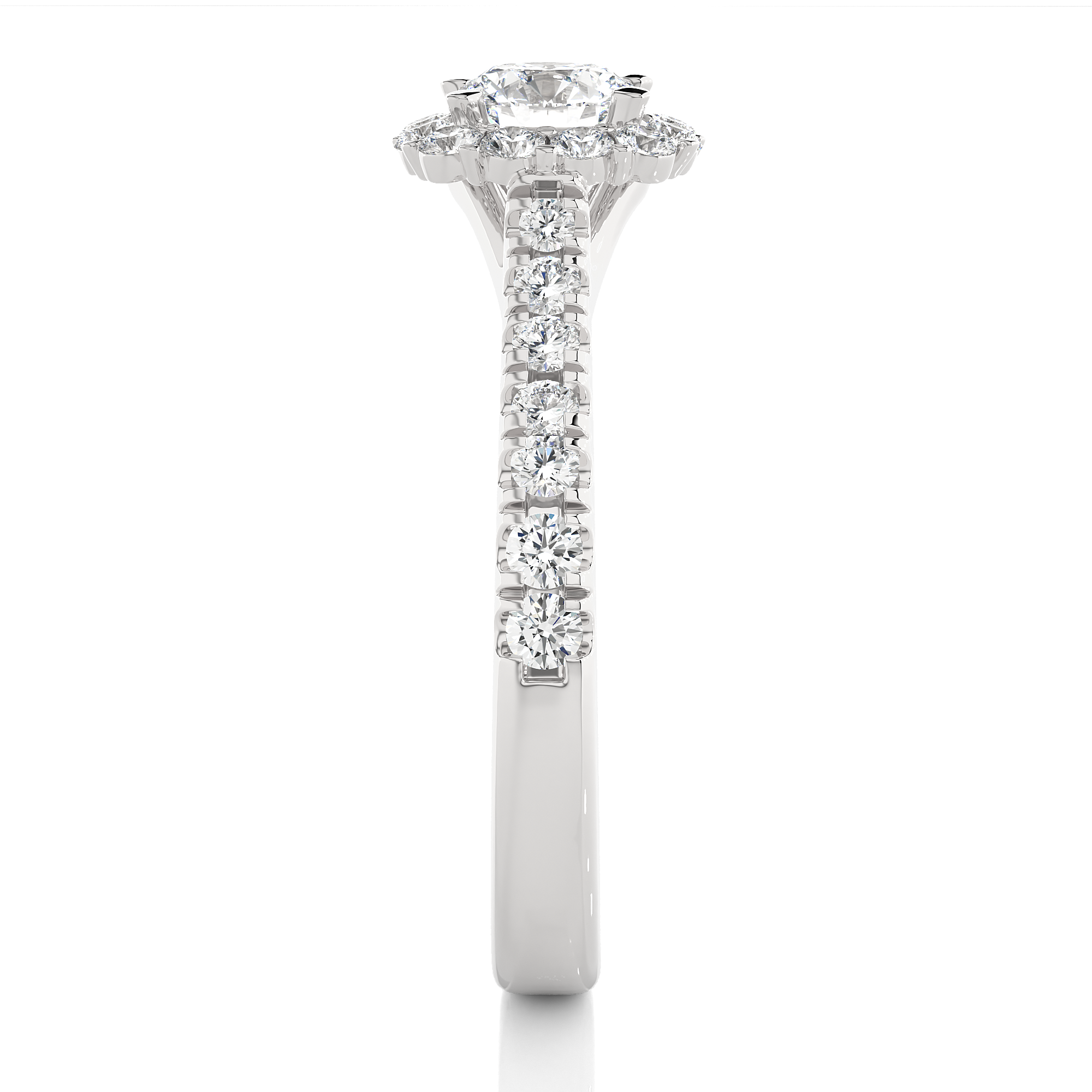 Halo Cascade Ring - 0.6 ct round