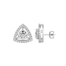 1.5 ct Round studs with triangle halo - Basket setting