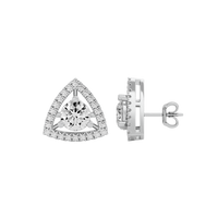 1.5 ct Round studs with triangle halo - Basket setting