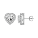 1 ct Heart halo studs - Basket setting