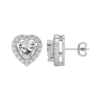 1 ct Heart halo studs - Basket setting