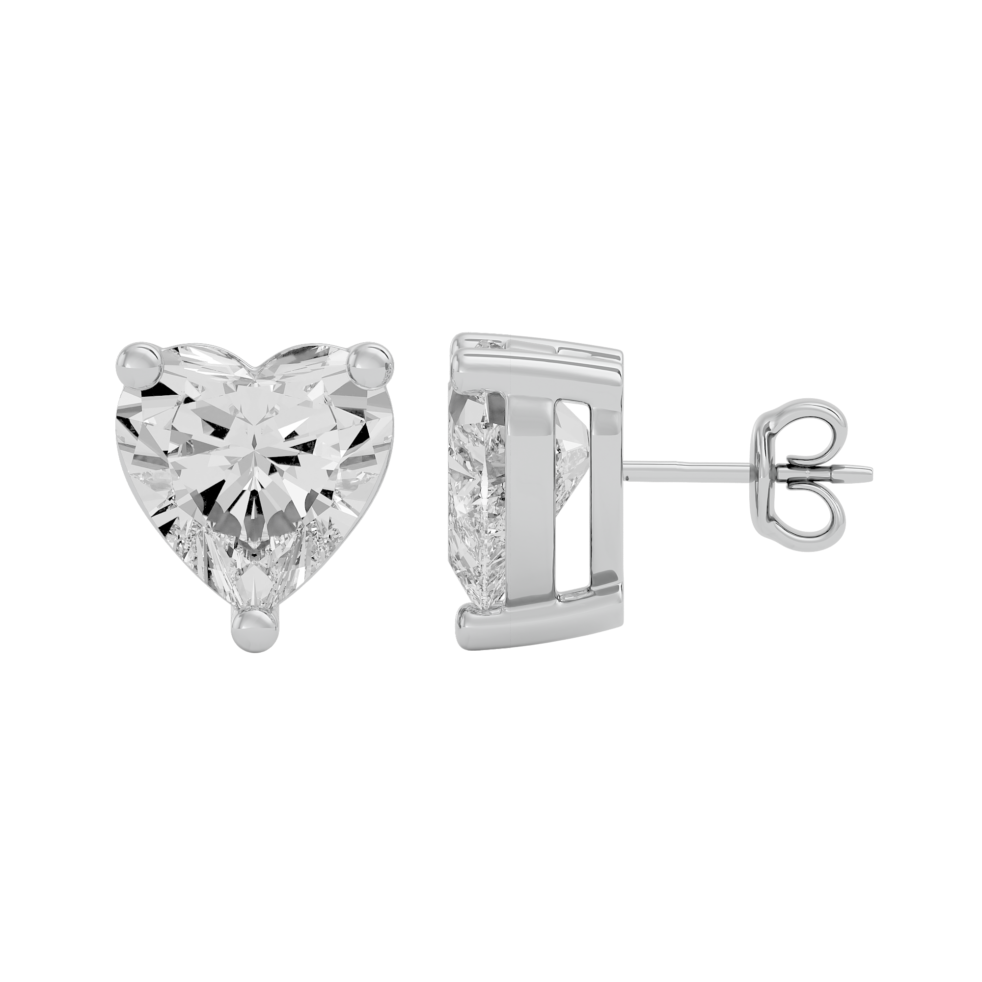1 ct Heart studs - Basket setting