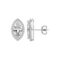 4 ct Marquise halo studs - Basket setting
