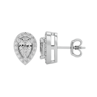 0.5 ct Pear halo studs - Basket Setting