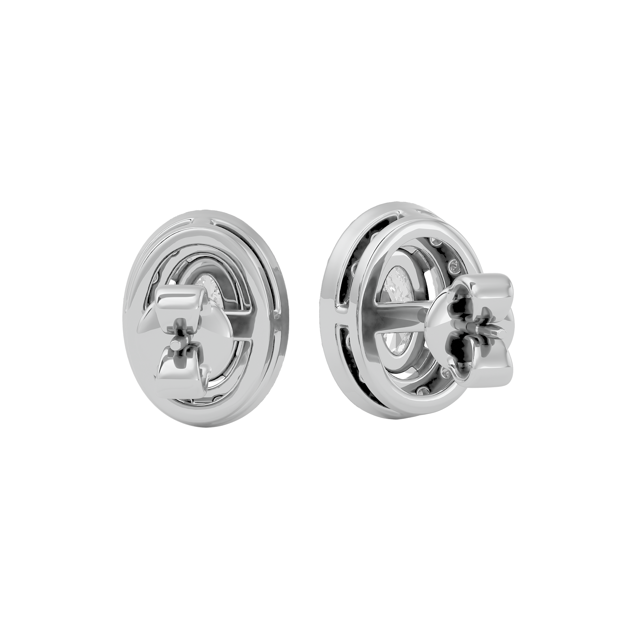 0.5 ct Oval halo studs - Basket setting