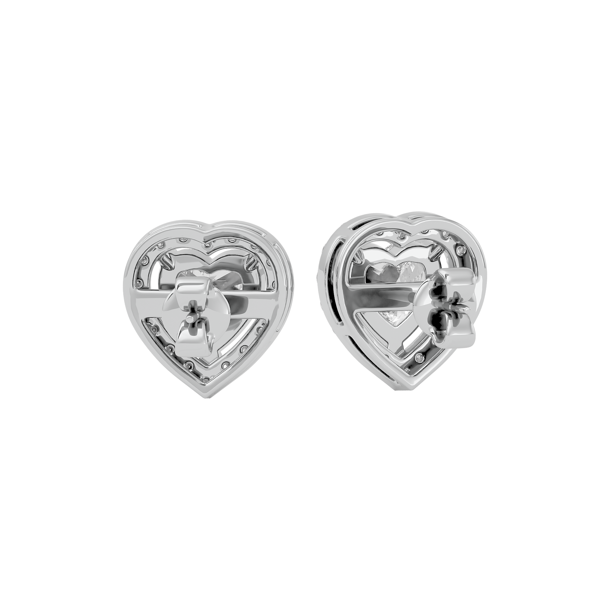 2 ct Heart halo studs - Basket setting