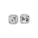 1 ct Princess studs with square halo - Basket setting