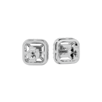1 ct Princess studs with square halo - Basket setting